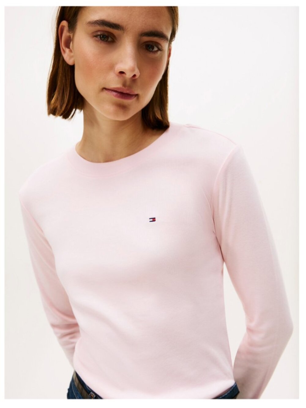 TOMMY HILFIGER Logo Light Pink Long Sleeve Top Medium